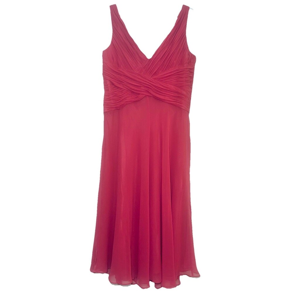 Jones New York Dress Silk Ruched Cocktail Party Dress Pink Coral 14